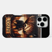 Coque iPhone 16 Pro Max Gravure d'orignal avec nom (Verso Horizontal)