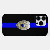 Coque iPhone 16 Pro Max Greater Love Police Badge Thin Blue Line (Verso Horizontal)
