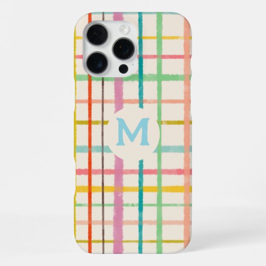 Coque iPhone 16 Pro Max Grille d'aquarelle monographique customisée (Verso)
