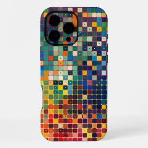 Coque iPhone 16 Pro Max Grille de petits carrés colorés avec des points