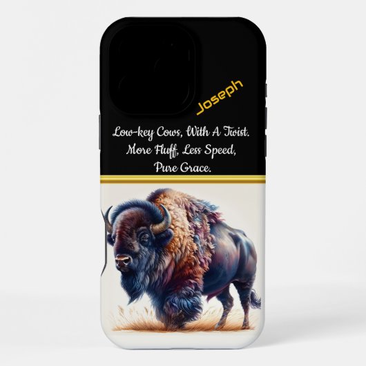 Coque iPhone 16 Pro Max Gris de bison en herbe dorée à Dusk (Verso)