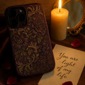Coque iPhone 16 Pro Max Grunge foncé esthétique Gothique Violet Or Floral