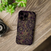 Coque iPhone 16 Pro Max Grunge foncé esthétique Gothique Violet Or Floral