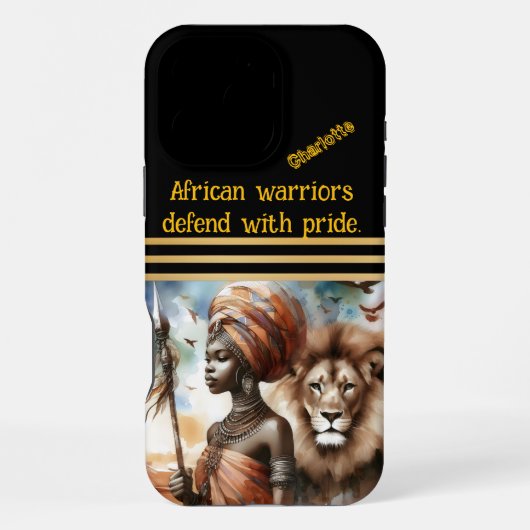 Coque iPhone 16 Pro Max Guerrier à la force du lion (Verso)