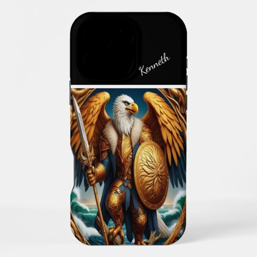 Coque iPhone 16 Pro Max Guerrier d'aigle d'or (Verso)