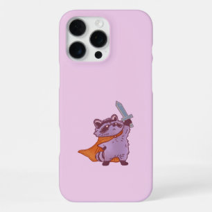 Coque iPhone 16 Pro Max Guerrier Raton Laveur Fantastique Mignon avec Épée