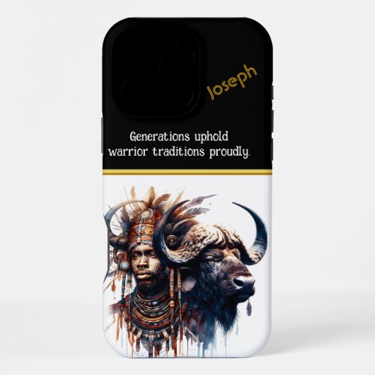 Coque iPhone 16 Pro Max Guerrier uni à l'esprit du buffle (Verso)