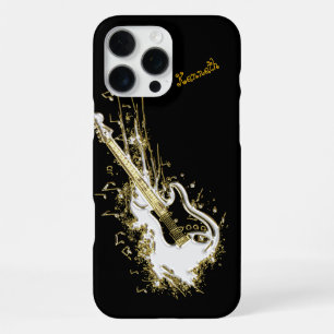 Coque iPhone 16 Pro Max Guitare dorée qui suscite la magie musicale