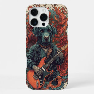 Coque iPhone 16 Pro Max Guitariste Labrador Cool Amoureux de Musique Rock