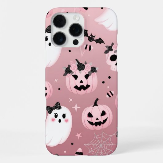 Coque iPhone 16 Pro Max Halloween rose éffrayant (Verso)