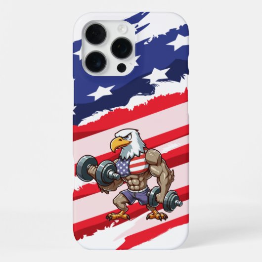 Coque iPhone 16 Pro Max haltérophilie patriotique américaine aigle chauve (Verso)