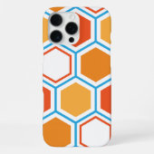 Coque iPhone 16 Pro Max hexagone en orange, bleu et blanc (Verso)