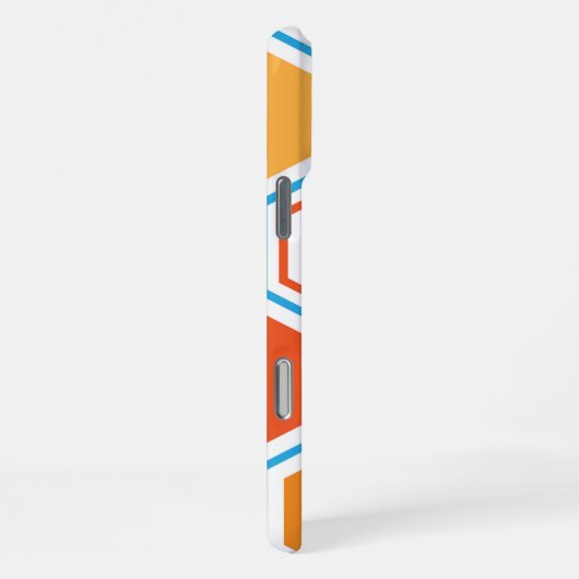 Coque iPhone 16 Pro Max hexagone en orange, bleu et blanc (Côté droit)