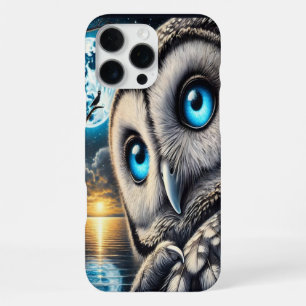 Coque iPhone 16 Pro Max Hibou céleste sous un ciel au clair de lune