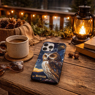 Coque iPhone 16 Pro Max Hibou Nuit Étoilée