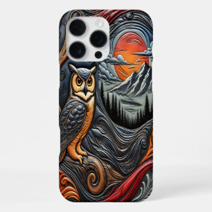 Coque iPhone 16 Pro Max Hibou perché sur l'arbre sous une lumière de lune