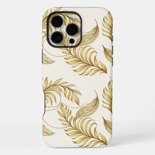 Coque iPhone 16 Pro Max Housse de téléphone élégante en or pour l'automne (Verso)