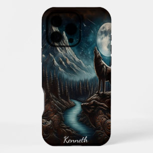 Coque iPhone 16 Pro Max Hurlement au clair de lune du loup
