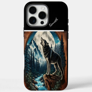 Coque iPhone 16 Pro Max Hurlement au clair de lune du loup