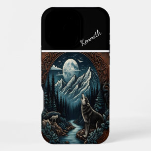 Coque iPhone 16 Pro Max Hurlement au clair de lune du loup
