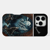 Coque iPhone 16 Pro Max Hurlement au clair de lune du loup (Verso Horizontal)