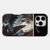 Coque iPhone 16 Pro Max Hurlement de loup au clair de lune (Verso Horizontal)
