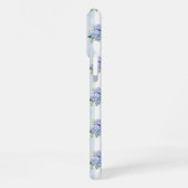 Coque iPhone 16 Pro Max Hydrangeas Bleues et Roses Monogrammées (Côté gauche)