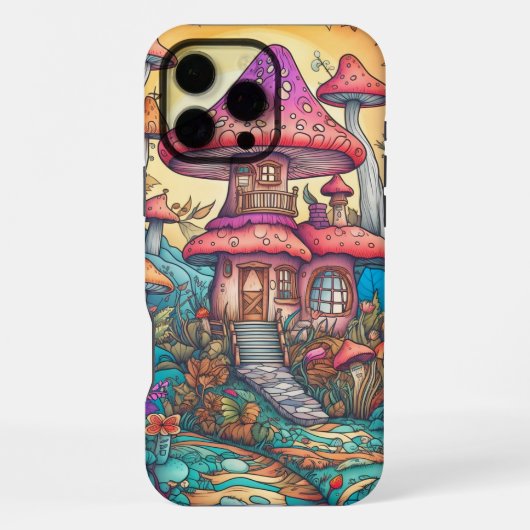 Coque iPhone 16 Pro Max Illustration créative de cabane champignon mignonn (Verso)