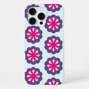 Coque iPhone 16 Pro Max Illustration de formes florales violettes et roses
