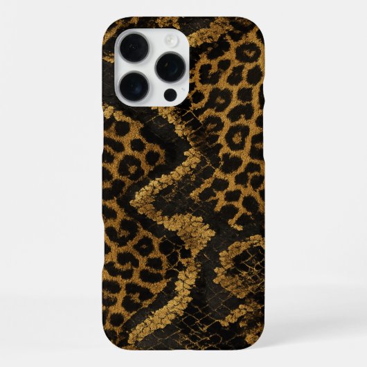 Coque iPhone 16 Pro Max Impression de fusion léopard-python de luxe (Verso)