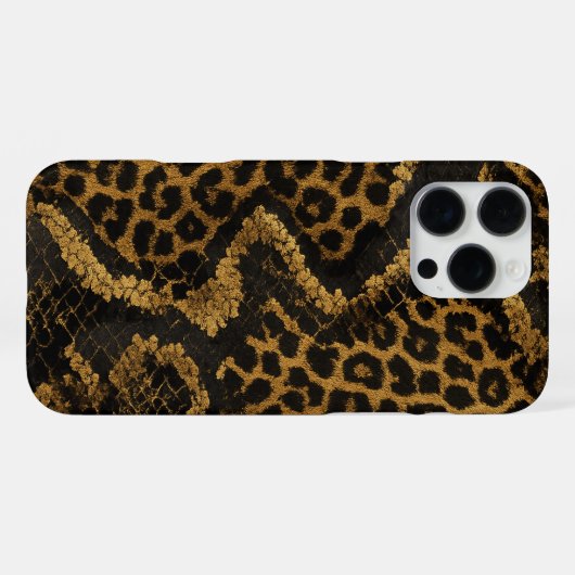 Coque iPhone 16 Pro Max Impression de fusion léopard-python de luxe (Verso Horizontal)