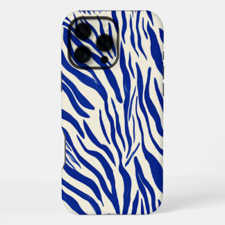 Coque iPhone 16 Pro Max Impression zèbre bleu gras : motif minimaliste mod