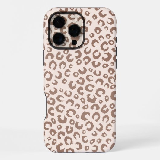Coque iPhone 16 Pro Max Imprimé Léopard Marron Mousse et Crème (Verso)