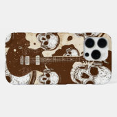 Coque iPhone 16 Pro Max Imprimé Vache avec Crânes et Guitares Électriques  (Verso Horizontal)