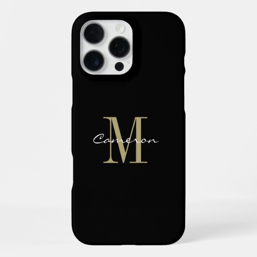 Coque iPhone 16 Pro Max Initiale et nom personnalisés monogramme or (Verso)