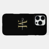 Coque iPhone 16 Pro Max Initiale et nom personnalisés monogramme or (Verso Horizontal)