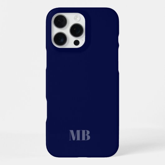 Coque iPhone 16 Pro Max initiales du nom du monogramme bleu marine (Verso)