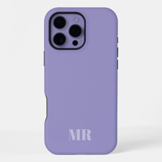 Coque iPhone 16 Pro Max initiales du nom du monogramme violet clair (Verso)