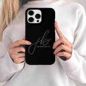 Coque iPhone 16 Pro Max Initiales et nom de monogramme de script élégant