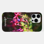 Coque iPhone 16 Pro Max Initiales Fleur Fuchsia rose violet (Verso Horizontal)