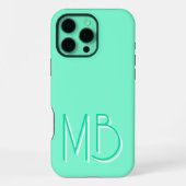 Coque iPhone 16 Pro Max Initiales Monogramme Aquamarine Moderne Contempora (Verso)