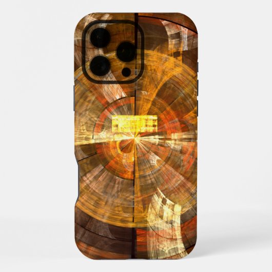 Coque iPhone 16 Pro Max Intégrité Radial Art Abstrait dans des Tons Dorés (Verso)