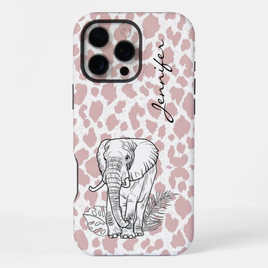 Coque iPhone 16 Pro Max iPhone bleu rose éléphant (Verso)