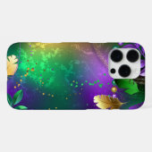 Coque iPhone 16 Pro Max Iridescente mardi gras arrière - plan avec perles (Verso Horizontal)