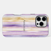 Coque iPhone 16 Pro Max Iris rayures crème violet   (Verso Horizontal)