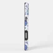 Coque iPhone 16 Pro Max Jacobean Floral Big Motif Blues sur blanc (Côté droit)