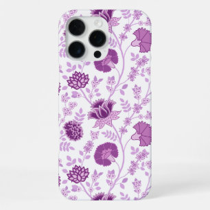 Coque iPhone 16 Pro Max Jacobean Floral Grand Motif rose sur blanc