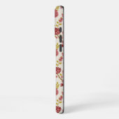Coque iPhone 16 Pro Max Jacobean Floral Pattern Rouge Rose Gold Crème (Côté gauche)