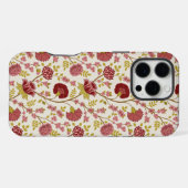 Coque iPhone 16 Pro Max Jacobean Floral Pattern Rouge Rose Gold Crème (Verso Horizontal)