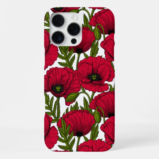 Coque iPhone 16 Pro Max jardin de coquelicots rouges 2 (Verso)